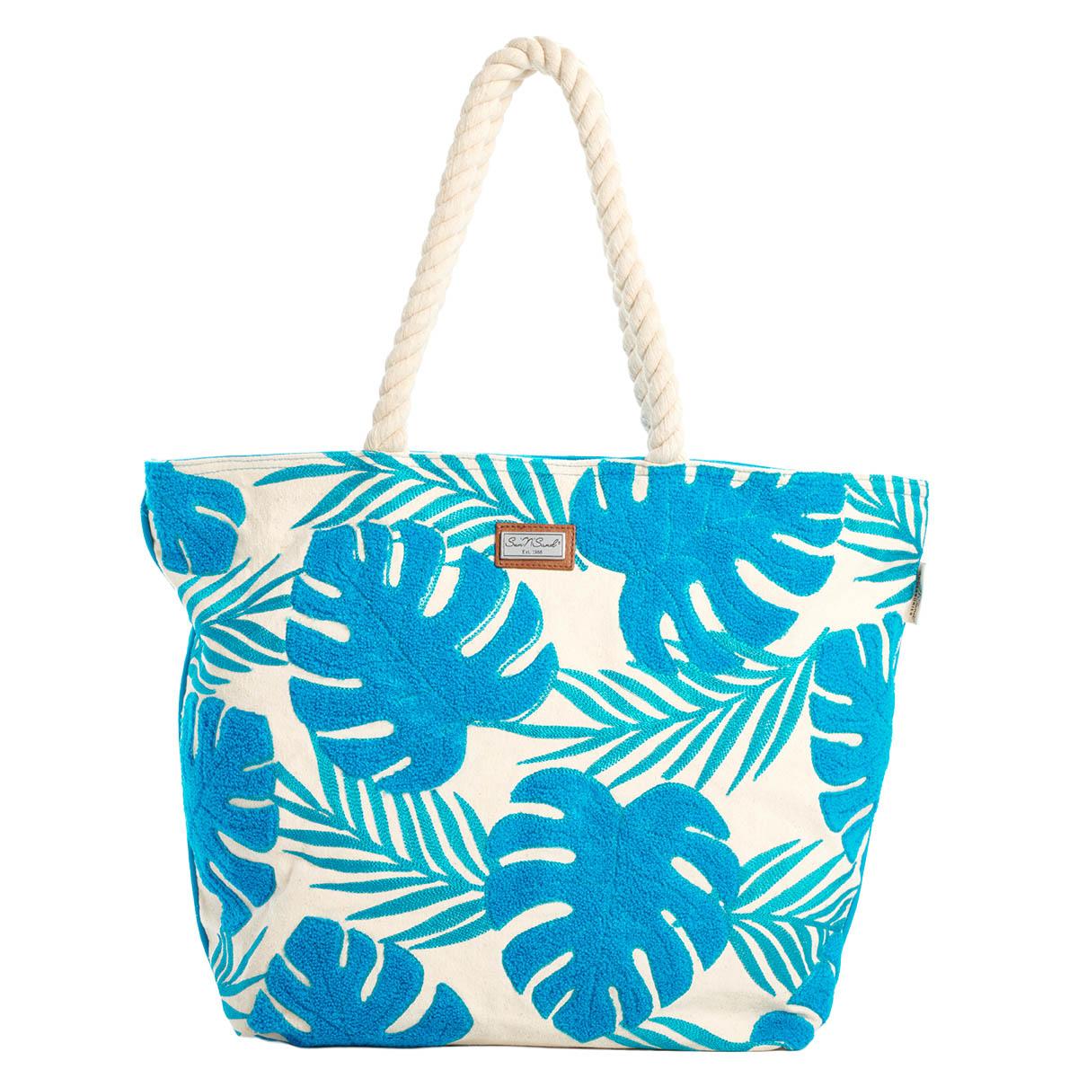 Sun ''N'' Sand Blue Leaves Shoulder Tote