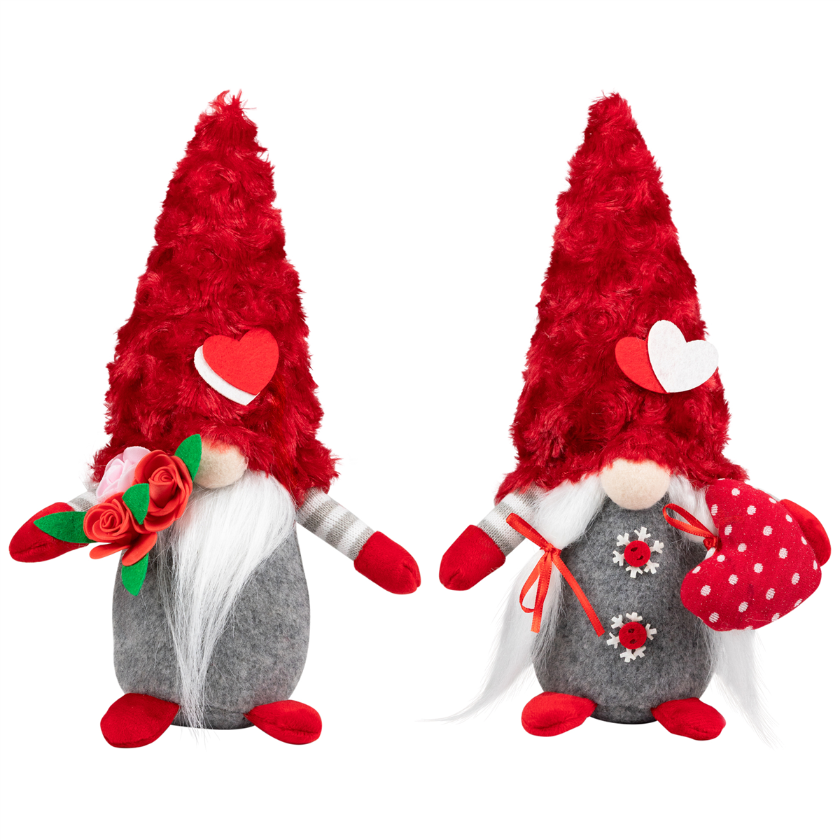 Northlight 11.5in. Fuzzy Hat Valentine''s Day Gnomes - Set of 2