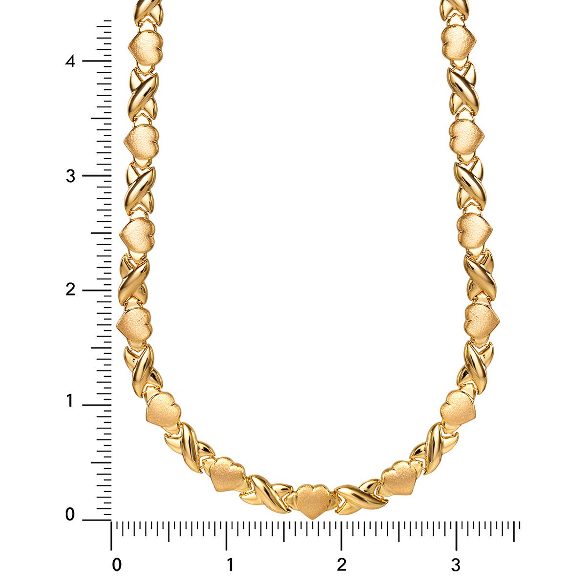 Sterling Silver Yellow Gold Plated Hugs & Kisses Collar Necklace