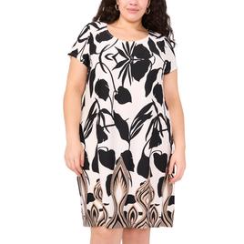 Petite MSK Short Sleeve Geometric Leaf Shift Dress