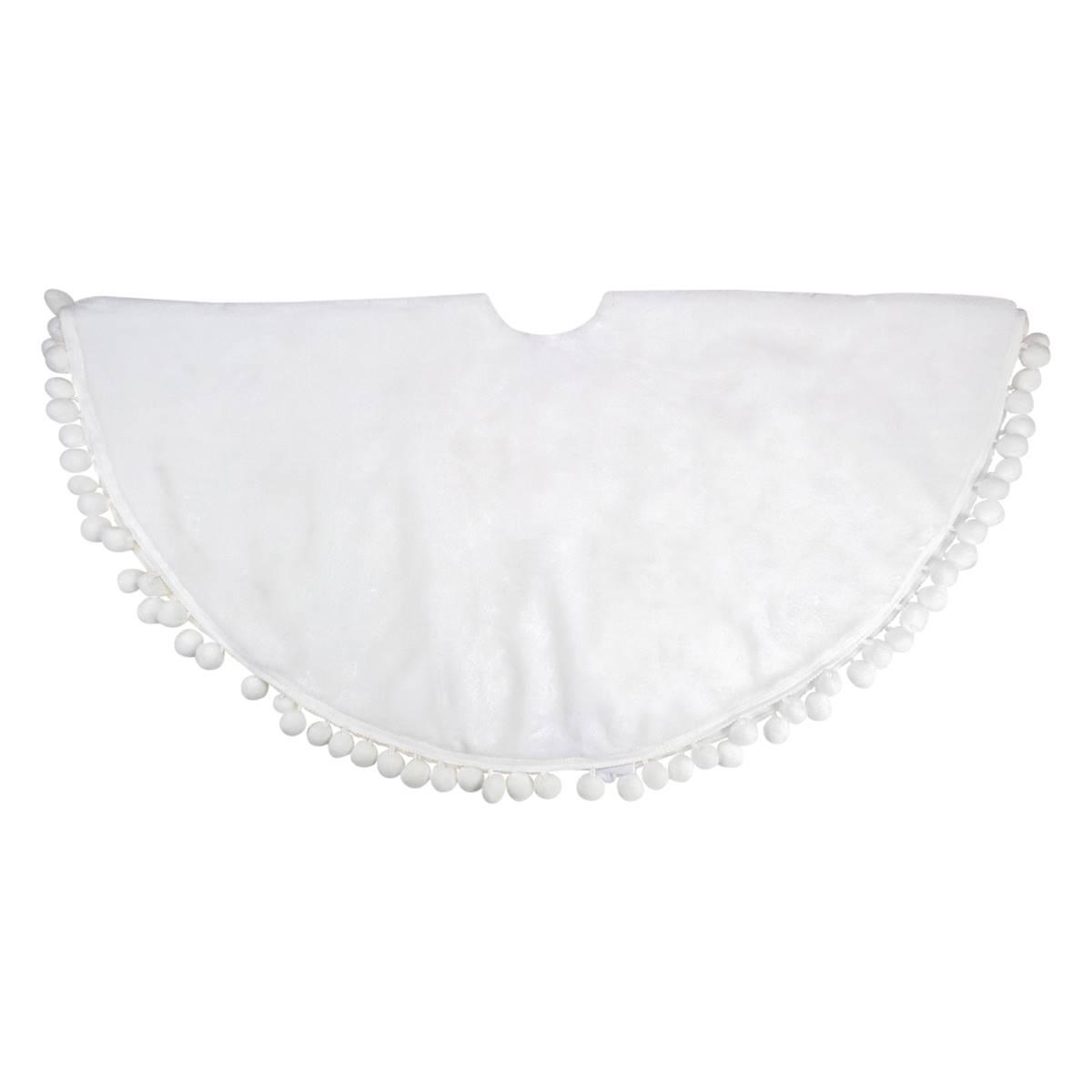 Northlight 36in. White Christmas Tree Skirt With a Pom Pom Border
