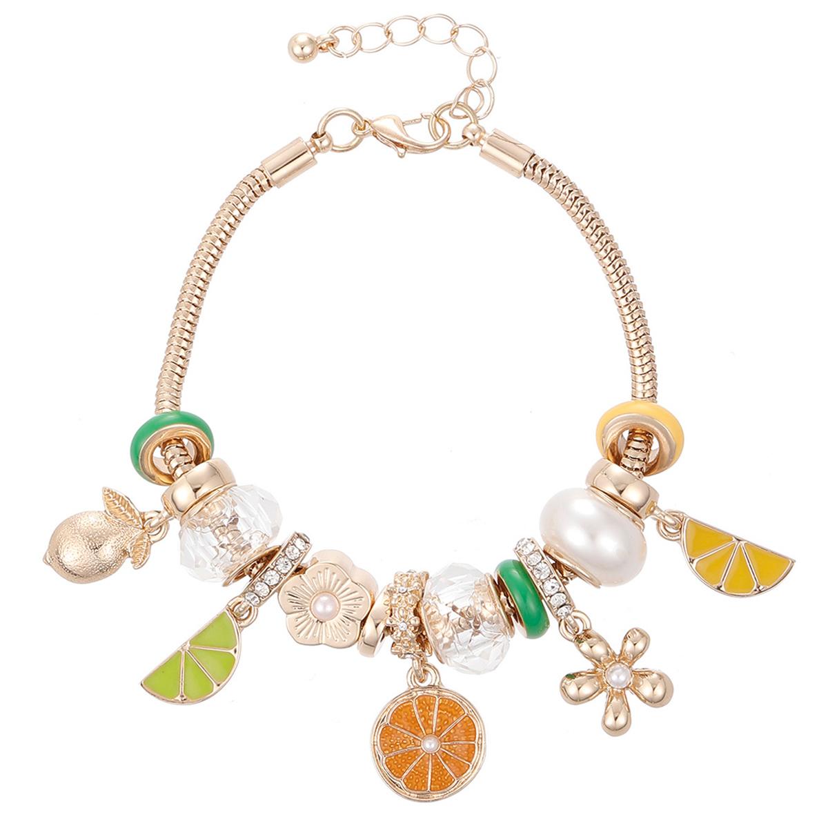 Beautiful Blessings Lemon/Lime/Orange/Charm Bracelet with Flowers