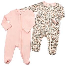 Baby Girl NB-9M) Baby Essentials 2pk. Floral Footie Pajamas