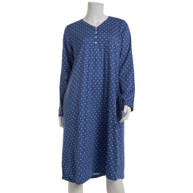Womens Poppy & Clay Long Sleeve Dotted Henley Nightshirt