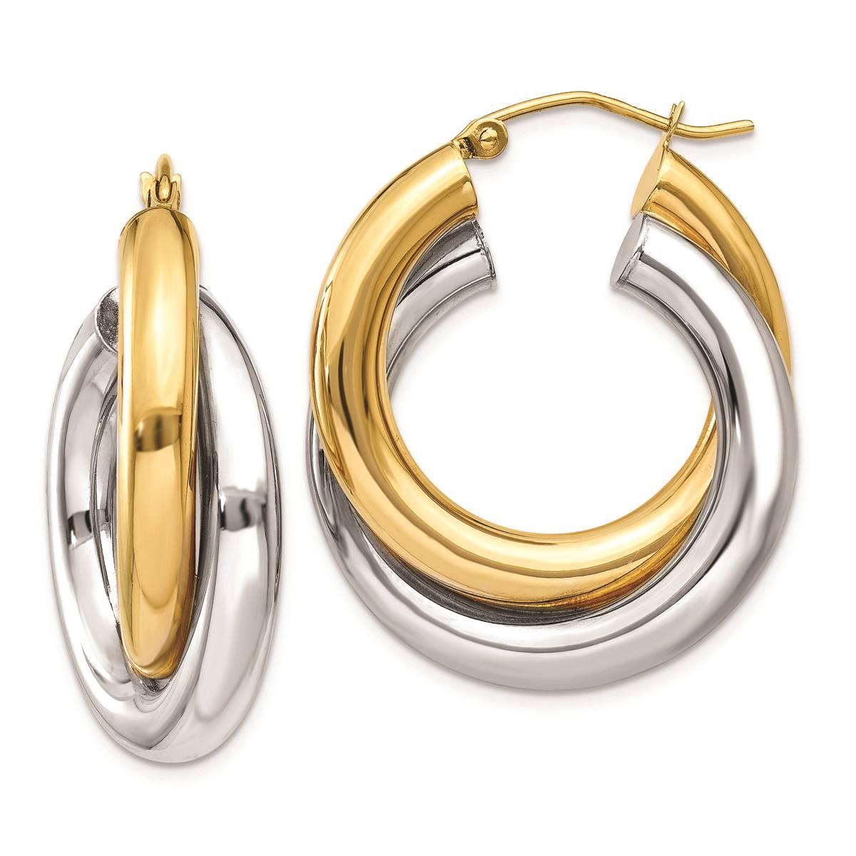 Gold Classics(tm) 14kt. Two-Tone 28x8mm Hoop Earrings