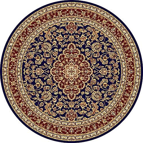 Tayse Sensation Kirsten Navy Damask Round Area Rug - 5'3