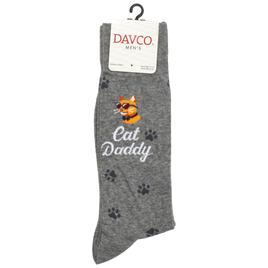 Mens Davco(R) Cat Daddy Paws Crew Socks
