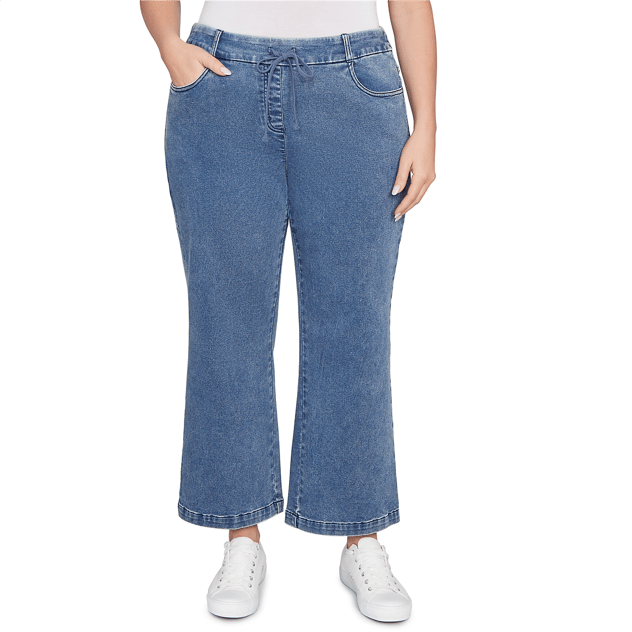 Plus Size Ruby Rd. Key Items Drawstring Wide Leg Jeans