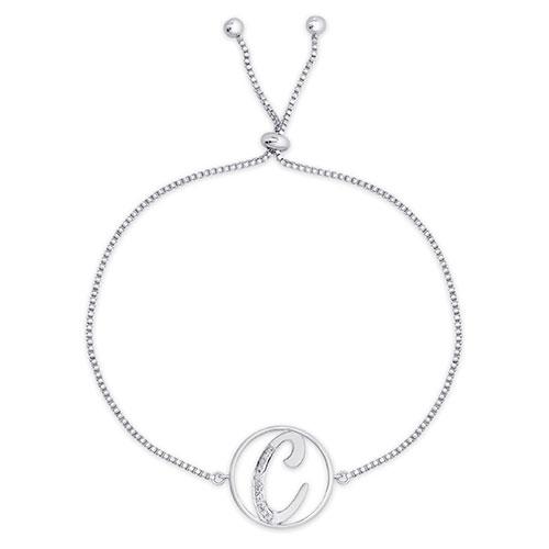 Accents by Gianni Argento Diamond Plated Initial C Adj. Bracelet