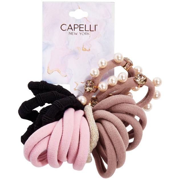 Womens Capelli New York 22pk. Textured Ponies with Faux Pearl