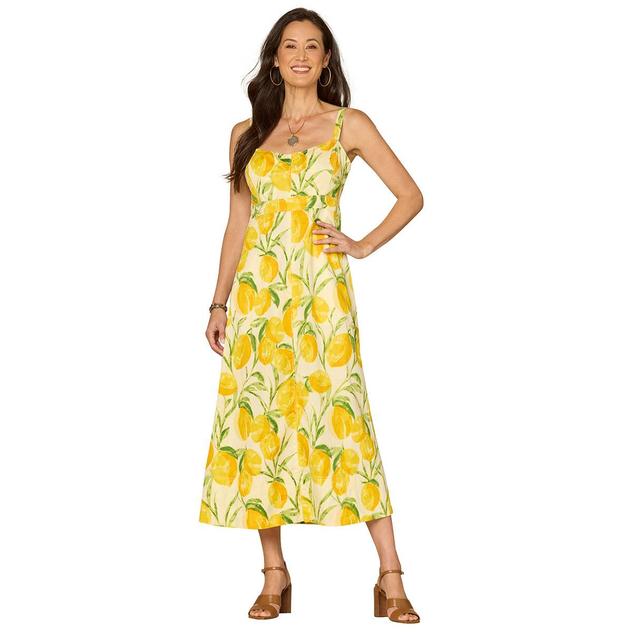 Petite Democracy Sleeveless Smocked Back Lemon Midi Dress