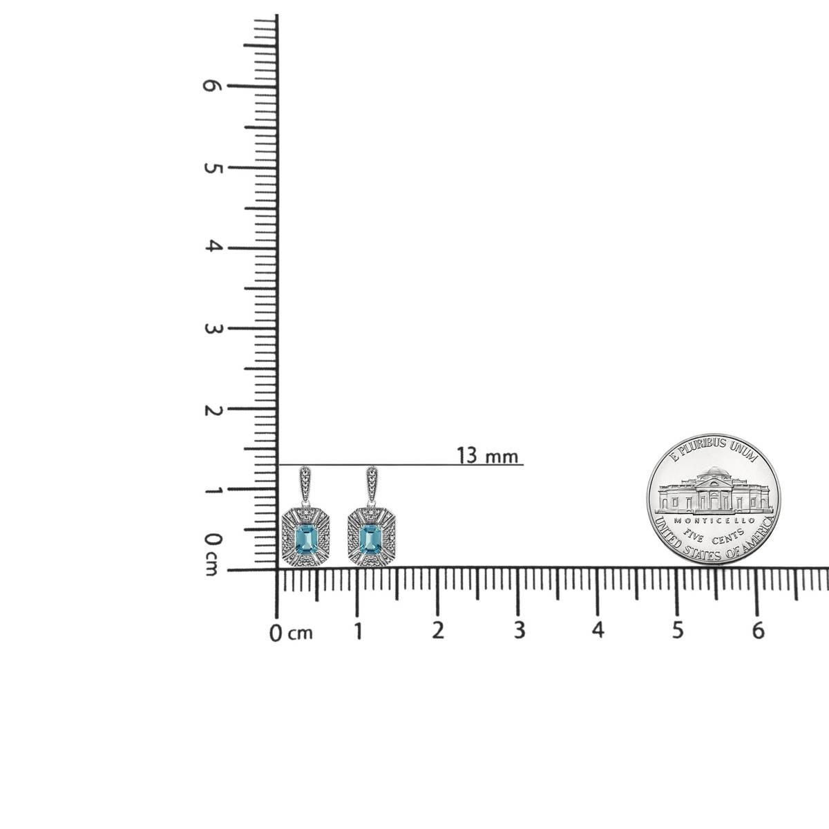 Haus of Brilliance Blue Topaz Diamond Halo Dangle Earrings