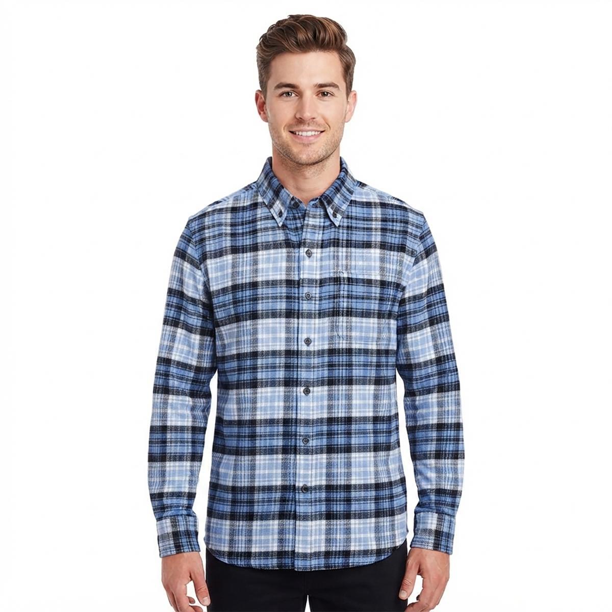 Mens Jackson Hole Long Sleeve Flannel Shirt - Blue / Navy / White