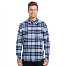 Mens Jackson Hole Long Sleeve Flannel Shirt - Blue / Navy / White
