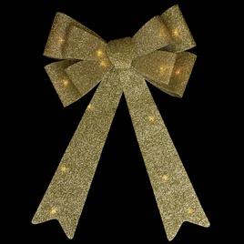 Northlight Seasonal 24in. LED Gold Tinsel Christmas Bow Décor