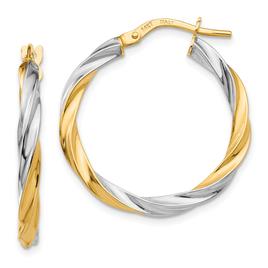 Gold Classics(tm) Gold & Rhodium Twist Hoop Earrings
