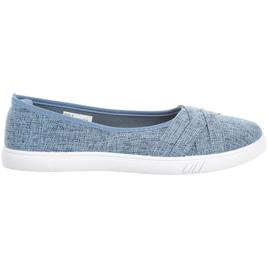 Womens Ashley Blue Solid Canvas Slip On Flats