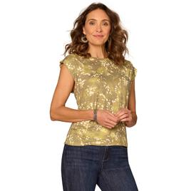 Womens Democracy Ext Cap Sleeve Printed Knit Top