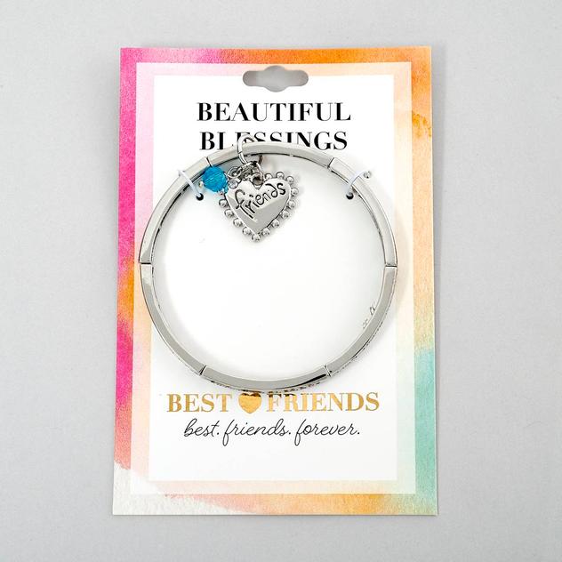 Beautiful Blessings Inspirational Silver Friends Stretch Bracelet