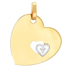 Gold Classics(tm) Two-Tone Gold Heart with Cut-Out Heart Pendant