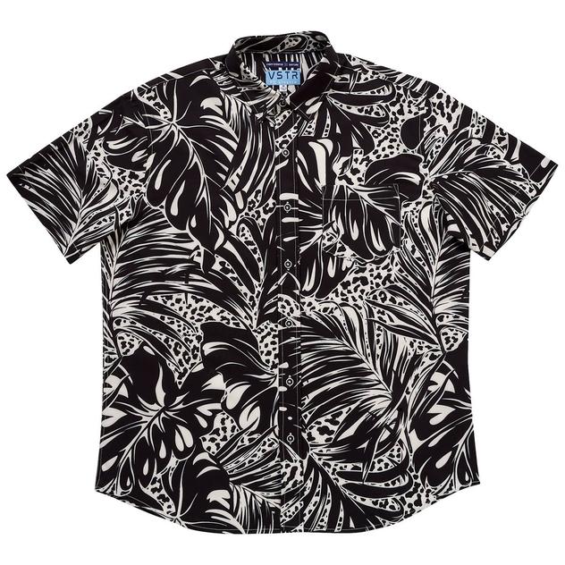 Young Mens VSTR Wild Cheetah & Tropical Palms Button Down Shirt