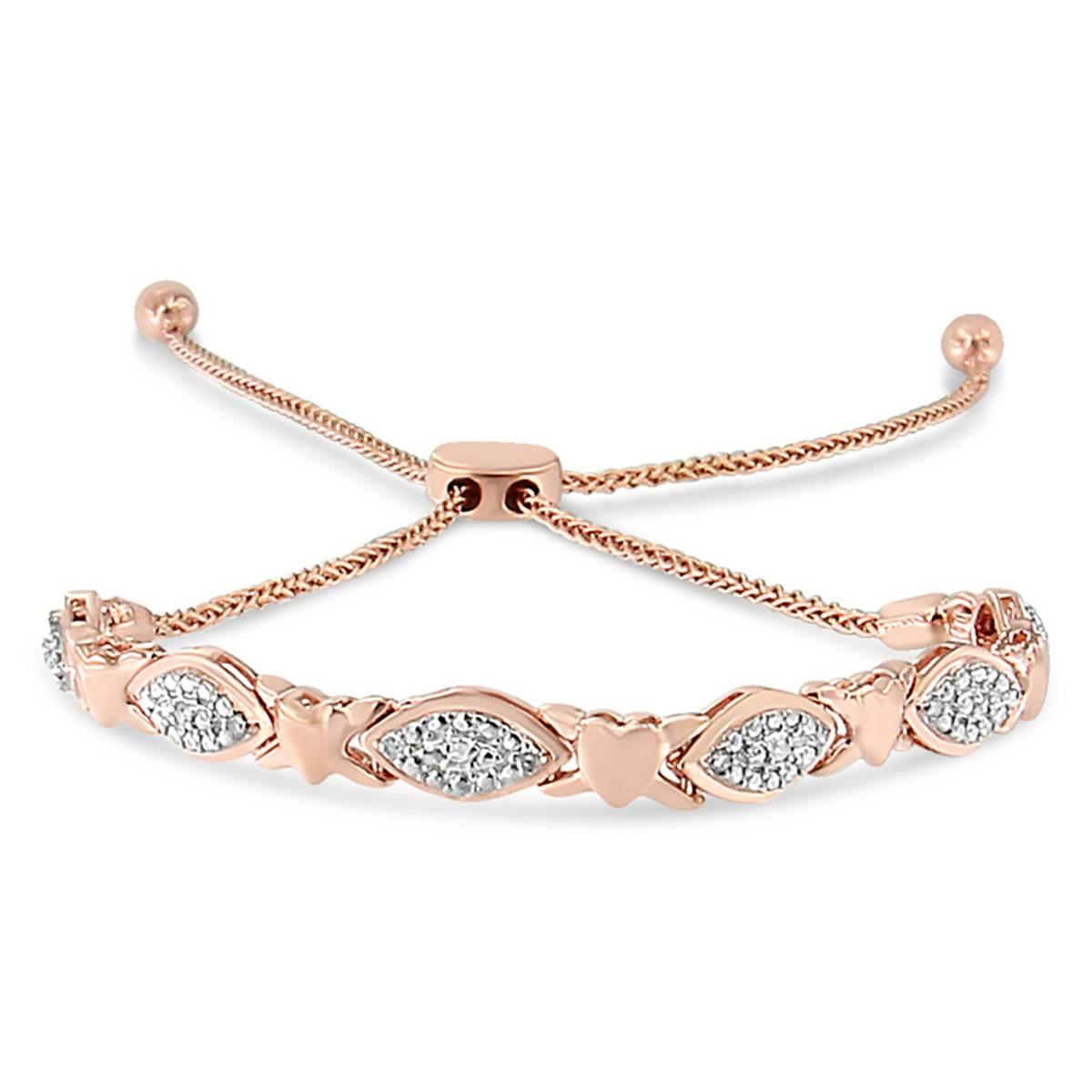 Haus of Brilliance 14kt. Rose Gold Plated Diamond Bolo Bracelet