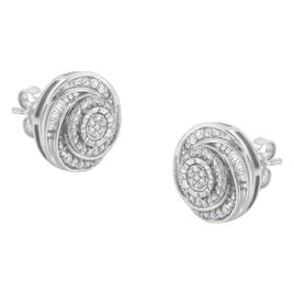 Haus of Brilliance Silver 1/4ctw. Diamond Swirl Stud Earrings
