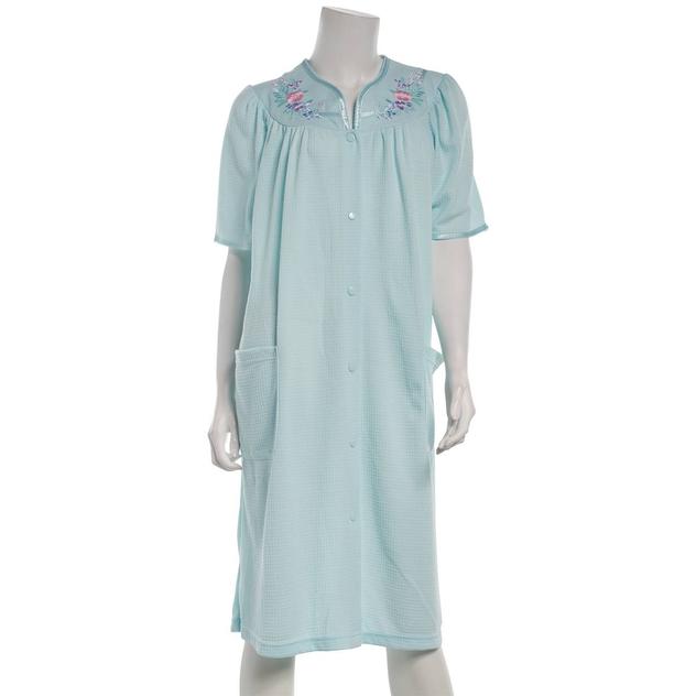 Womens Jasmine Rose Short Sleeve Blister Knit Snap Robe