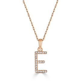 Diamond Classics(tm) 14kt. Rose Gold Initial E Letter Necklace