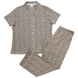 Womens Nicole Miller Short Sleeve Leopard Pajama Set