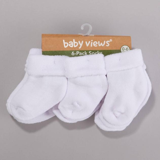 Baby Unisex (NB-6M) baby views® 6pk. White Terry Socks