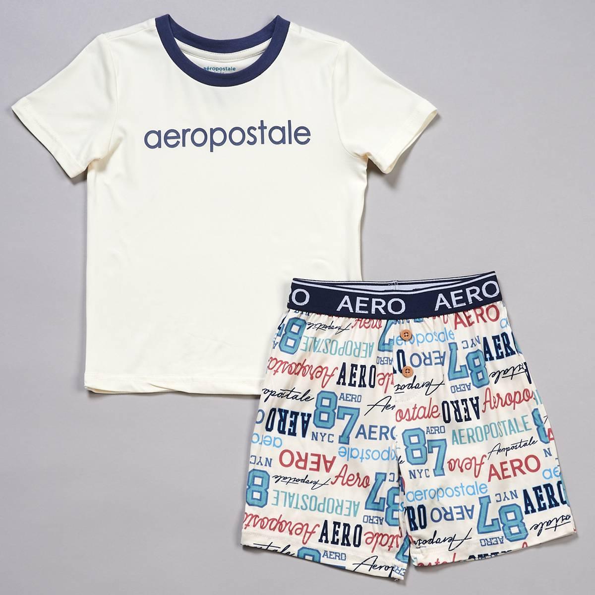 Toddler Boy Aeropostale Aero Top & Bottom Pajamas - Cream/Navy