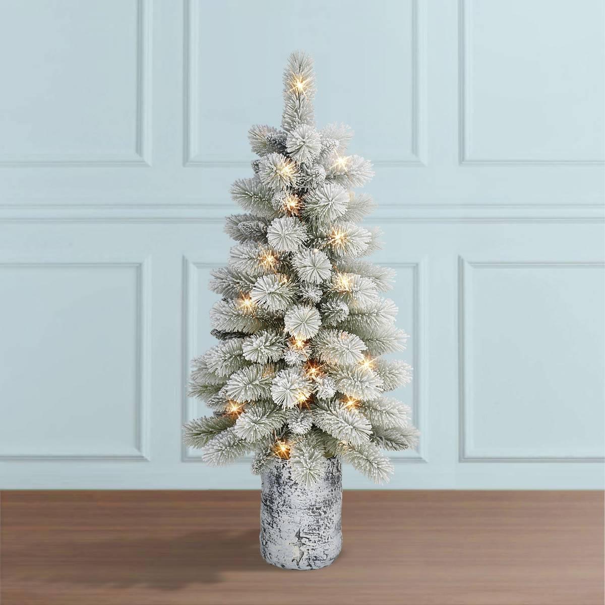 Puleo International 3.5ft. Potted Flocked Norwegian Pine Tree