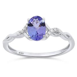 Gemstone Classics(tm) Natural Tanzanite Lab Grown Diamond Ring