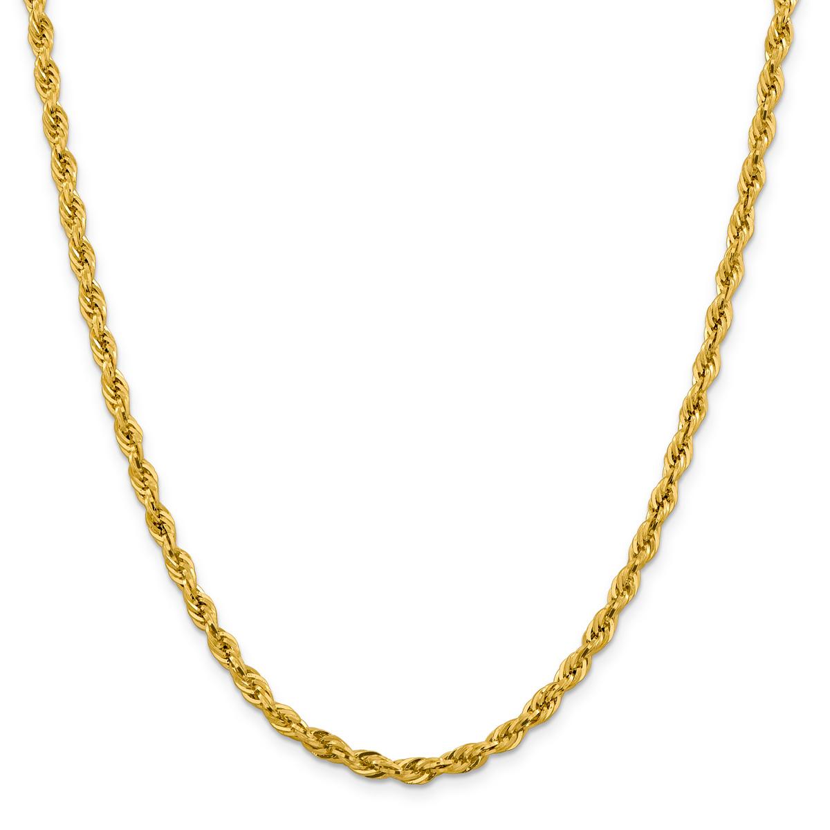 Unisex Gold Classics(tm) 4.25mm. 14k Semi Solid Rope Chain Necklace