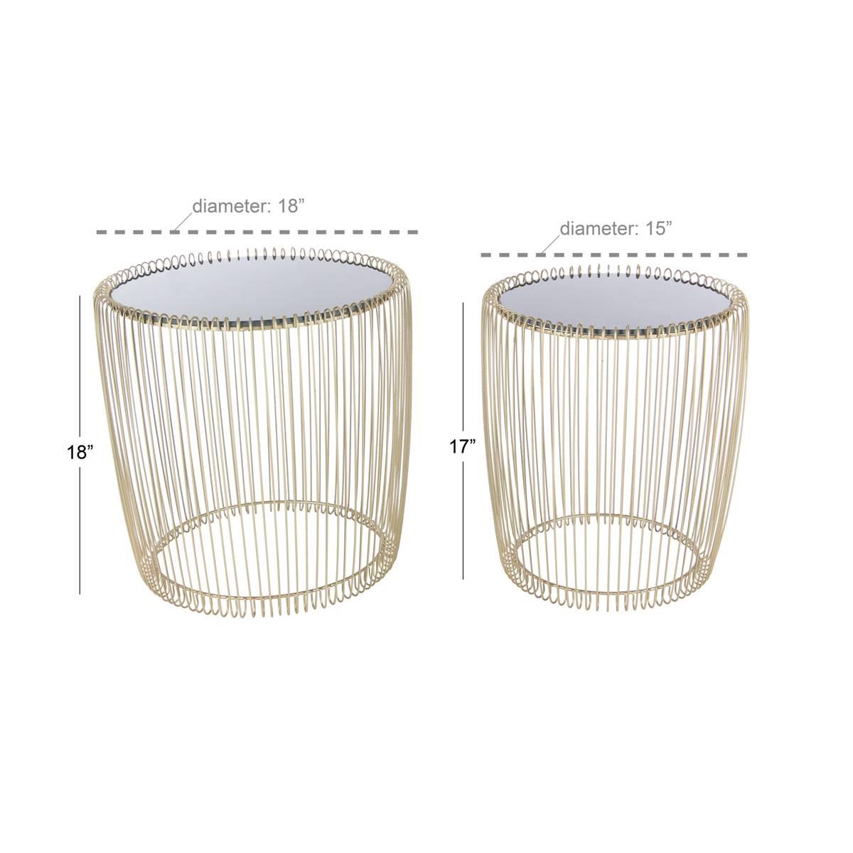 9th & Pike® Gold Metal Contemporary Accent Table - Set of 2