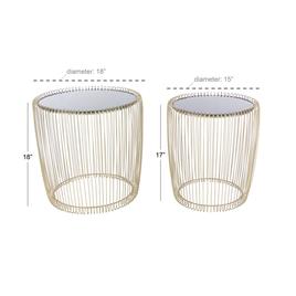 9th & Pike® Gold Metal Contemporary Accent Table - Set of 2