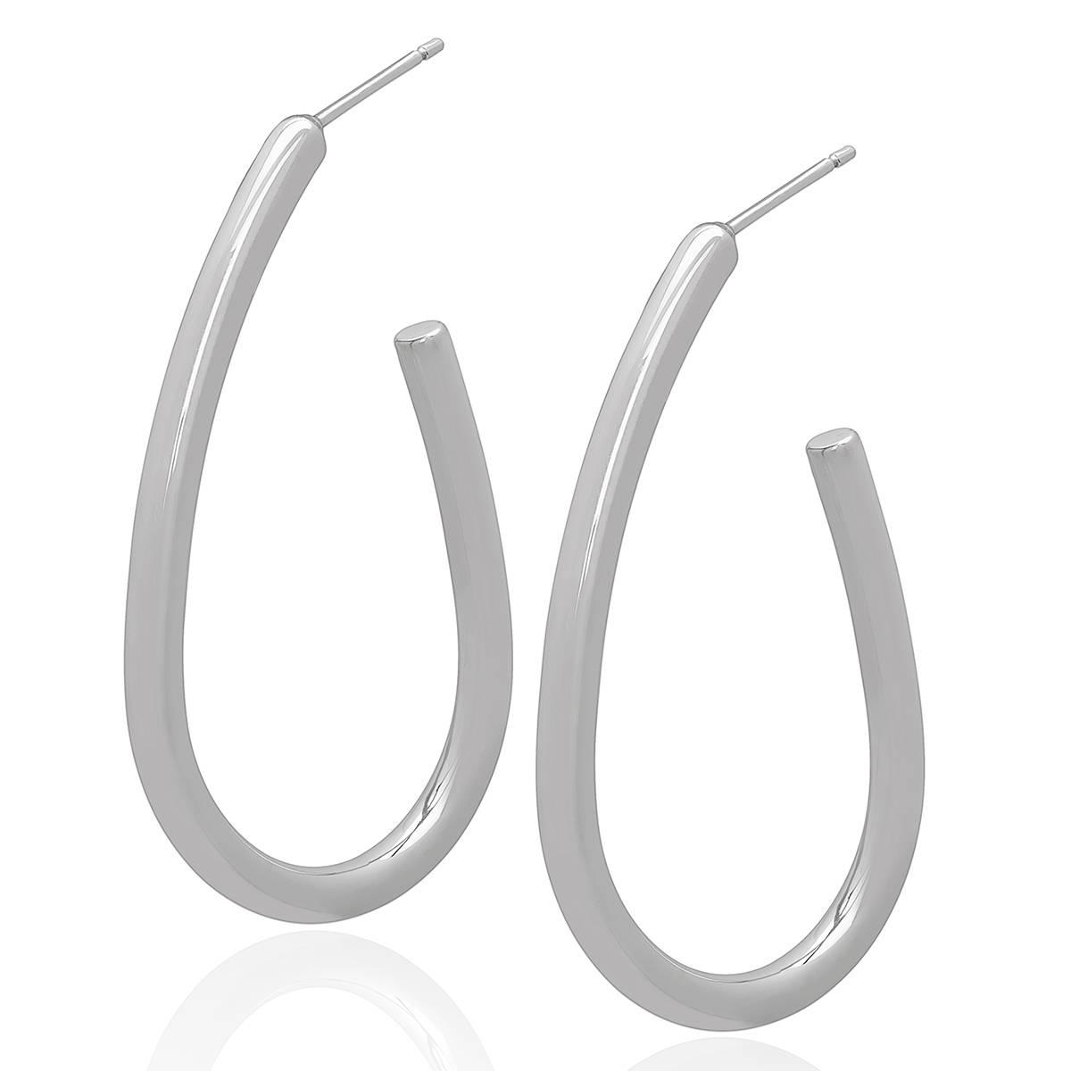 Gianni Argento 40mm Silver Plated J-Hoop Earrings