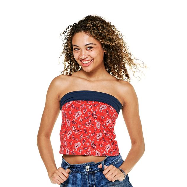 Juniors Madden Girl Solid & Paisley Jersey Reversible Tube Top