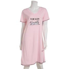 Womens René Rofé® Feline Sleepy Cat Embroidered Nightshirt