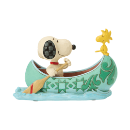 Jim Shore Peanuts Snoopy and Woodstock in Canoe Figurine