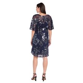 Petite R&M Richards Flutter Sleeve Sequin Floral Shift Dress