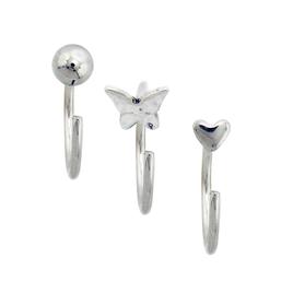 3pk. 20-Gauge Surgical Steel Heart Butterfly & Ball Open Nose Set