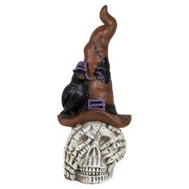 Northlight Seasonal Skull in Witch Hat w/ Crow Halloween Decor