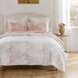 Mariposa Butterfly Blossom Reversible Matelasse Coverlet Set