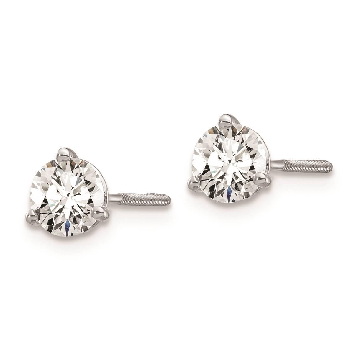 Pure Fire 14kt. White Gold Screwback 3/4ctw. Diamond Earrings