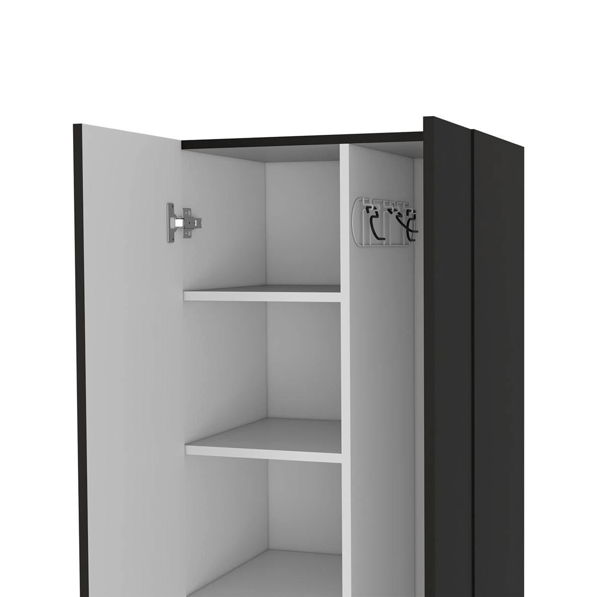 FM FURNITURE Norway Black Broom Closet Pantry