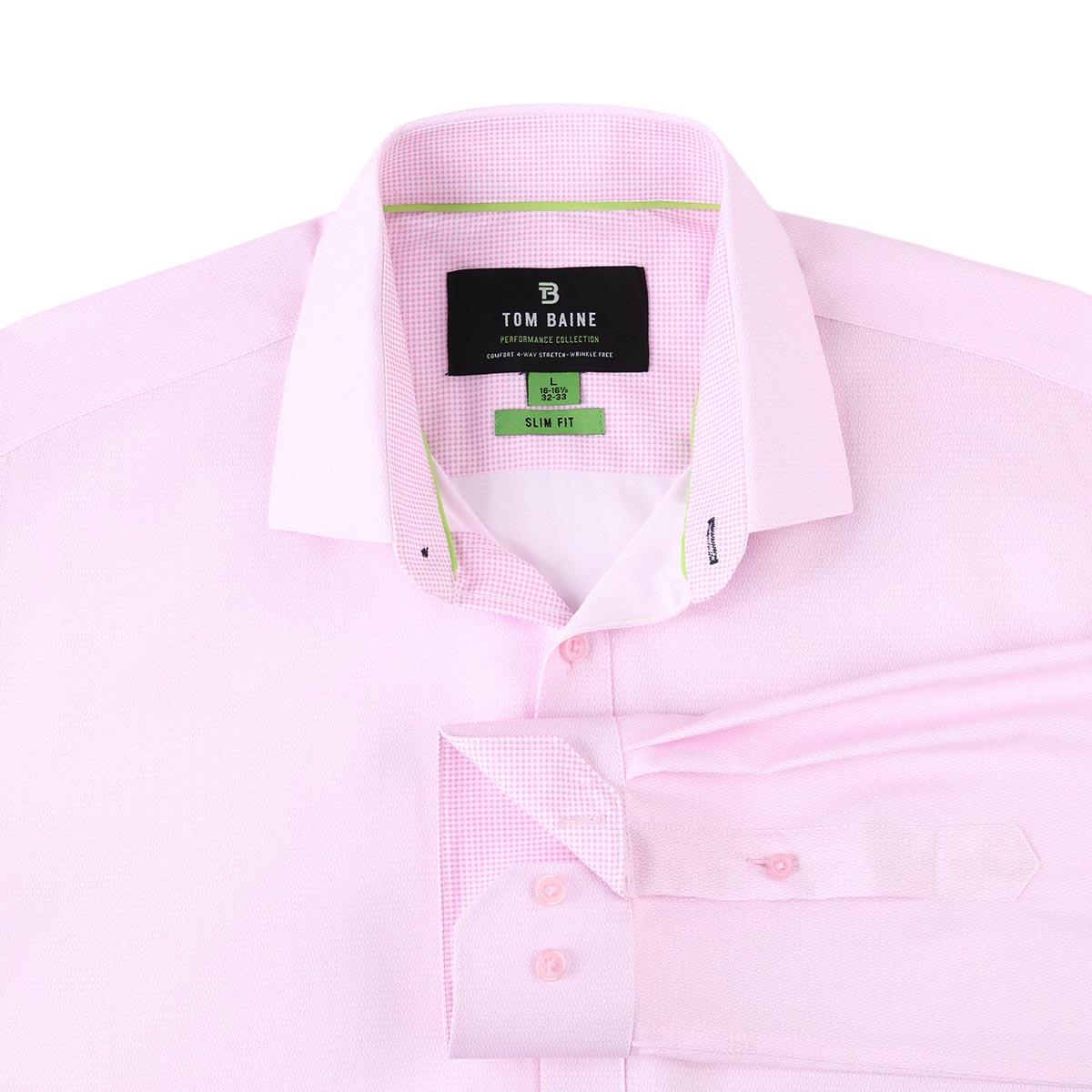 Mens Tom Baine Slim Fit Geo Performance Dress Shirt - Pink