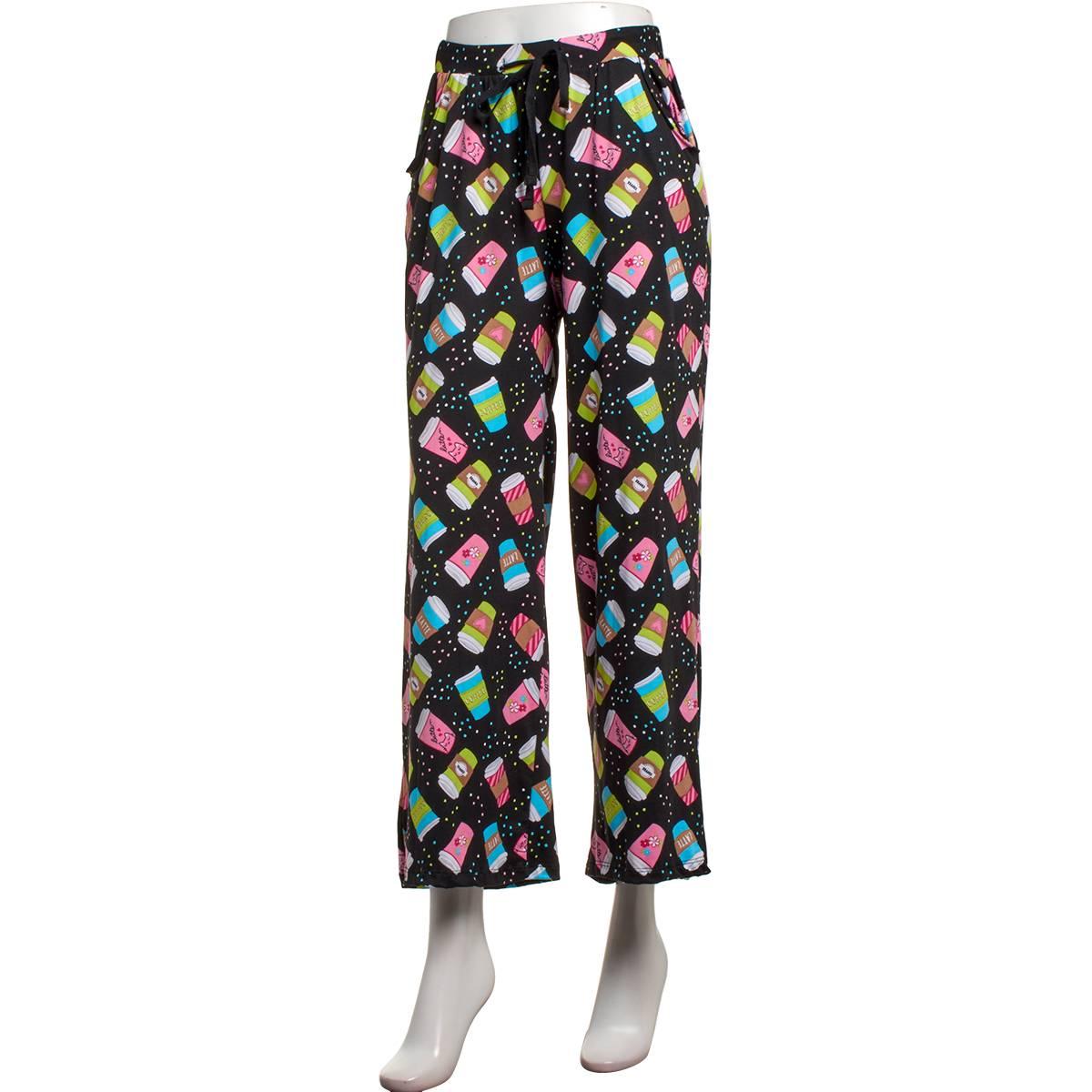 Juniors Pillow Talk Coffee Cups Wide Leg Crop Pajama Pants