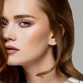 Sterling Silver Blue Topaz & Diamond Accent Heart Stud Earrings